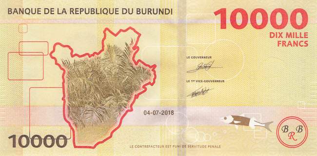 Burundi p54b 10000 Francs 2018